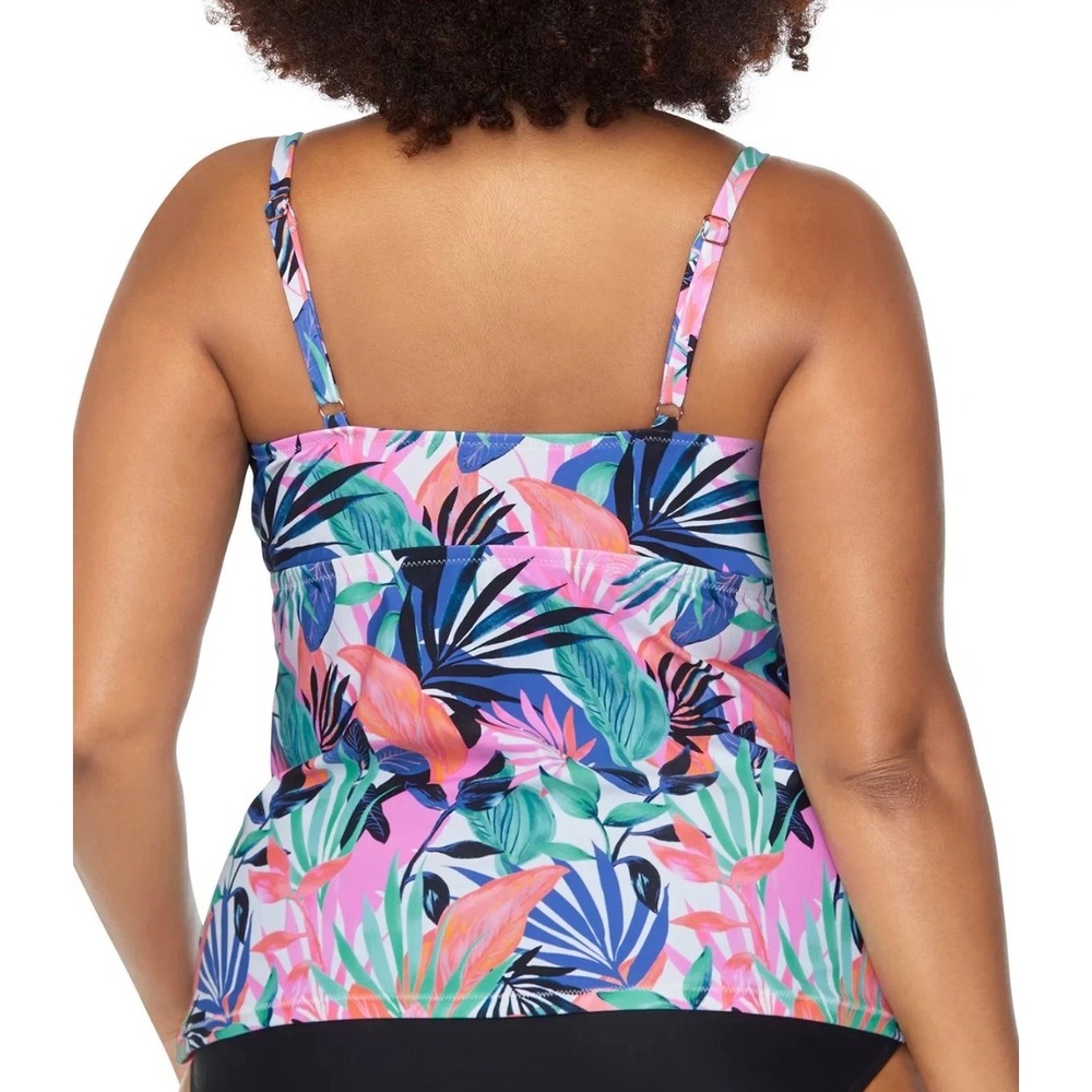 Raisins Curve Aries Tankini Top Tropical Floral Underwire Pink Blue N840240 18W - Picture 2 of 6
